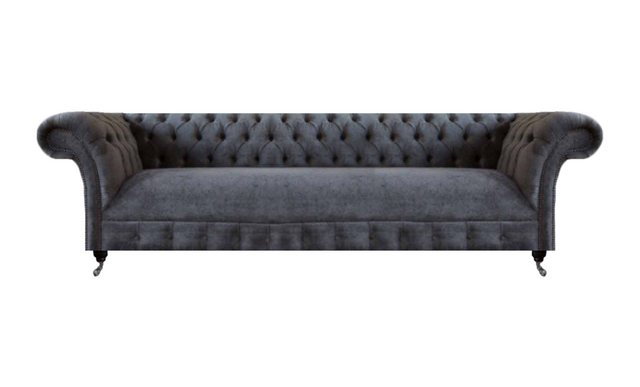 JVmoebel Chesterfield-Sofa Textil Möbel Sofa Viersitzer Couch Grau Wohnzimm günstig online kaufen