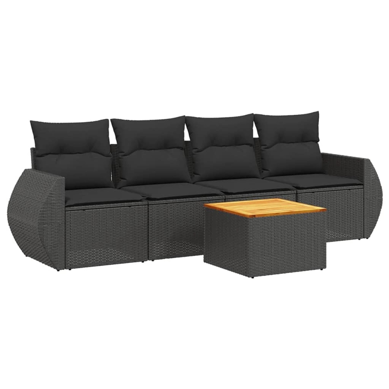 vidaXL 5-Tlg Garten-Sofagarnitur mit Kissen Schwarz Poly Rattan 3257210 günstig online kaufen