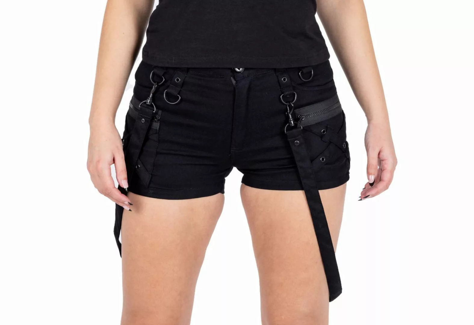 Chemical Black Shorts Josie Gothic Goth Punk Industrial Riemen D-Ringe günstig online kaufen