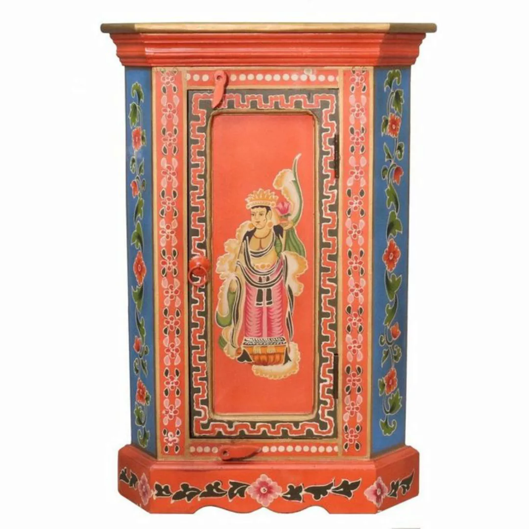 Oriental Galerie Mehrzweckschrank Tibet Eckschrank Rot - Blau 75 cm günstig online kaufen