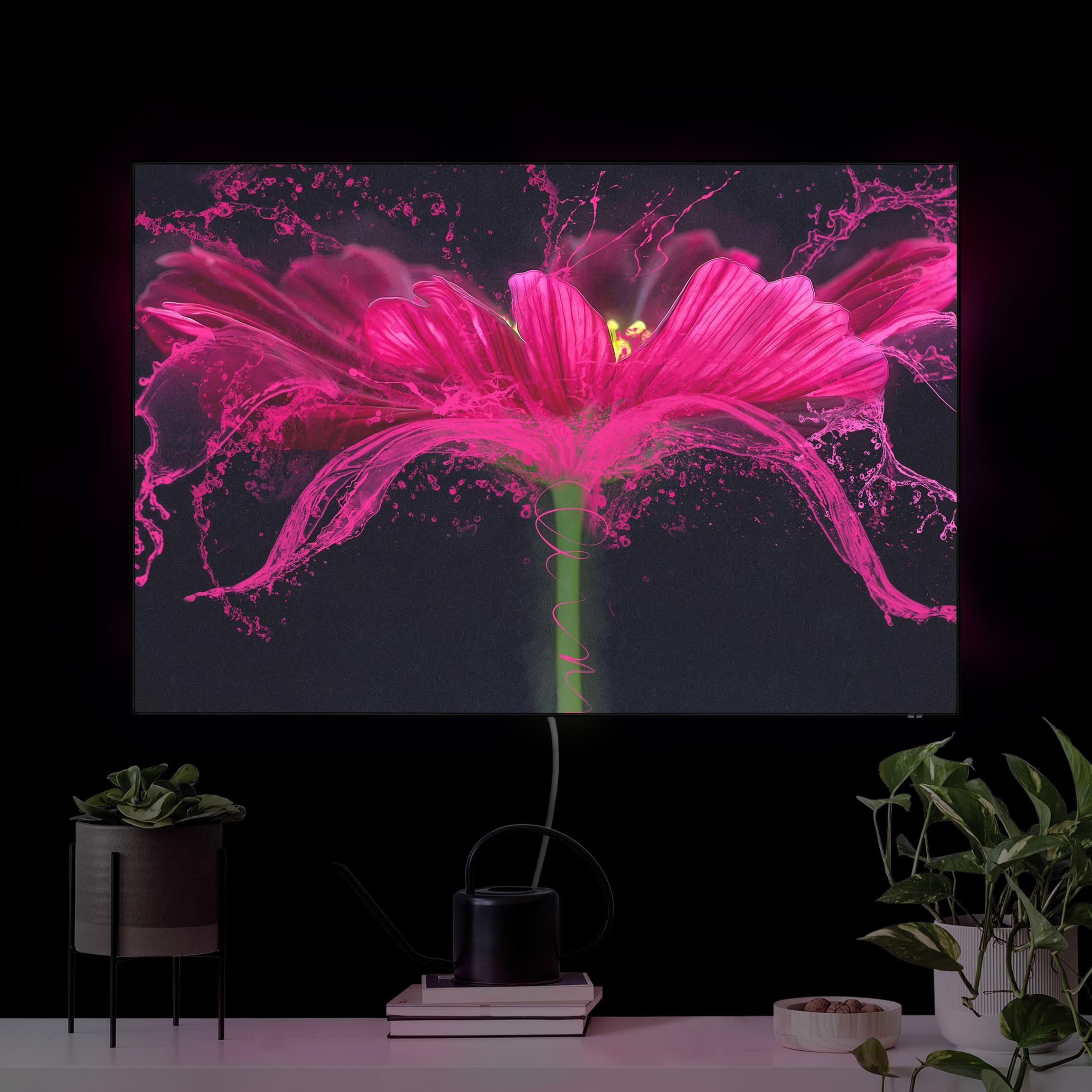 LED-Wechselbild Neonpinke Blüte günstig online kaufen