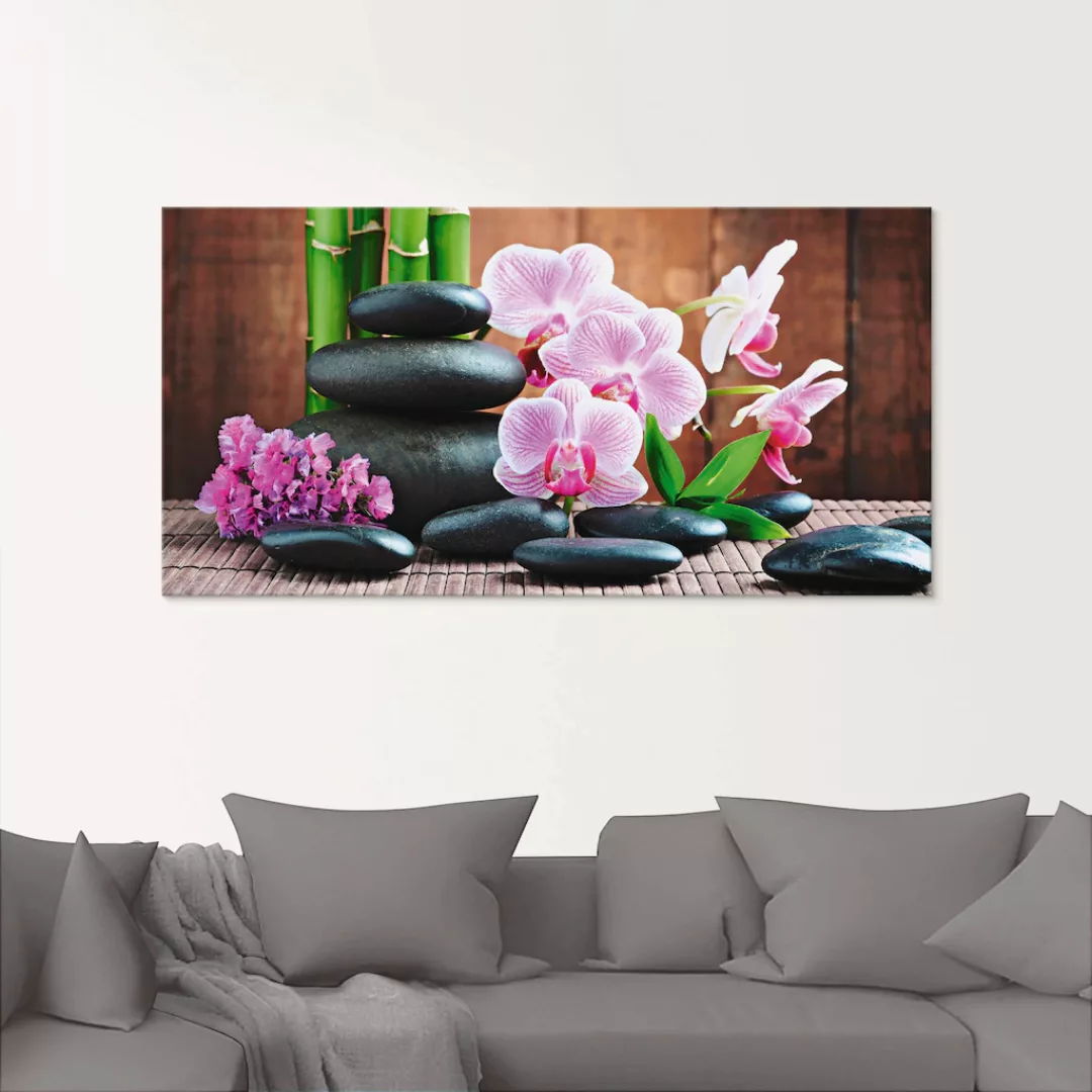 Artland Glasbild "Spa Konzept Zen Steinen Orchideen", Zen, (1 St.) günstig online kaufen