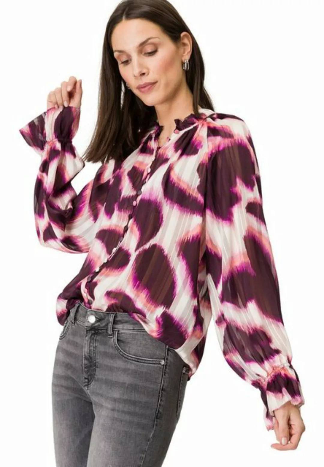 Zero Langarmbluse Bluse mit Plisseefalten Falten günstig online kaufen