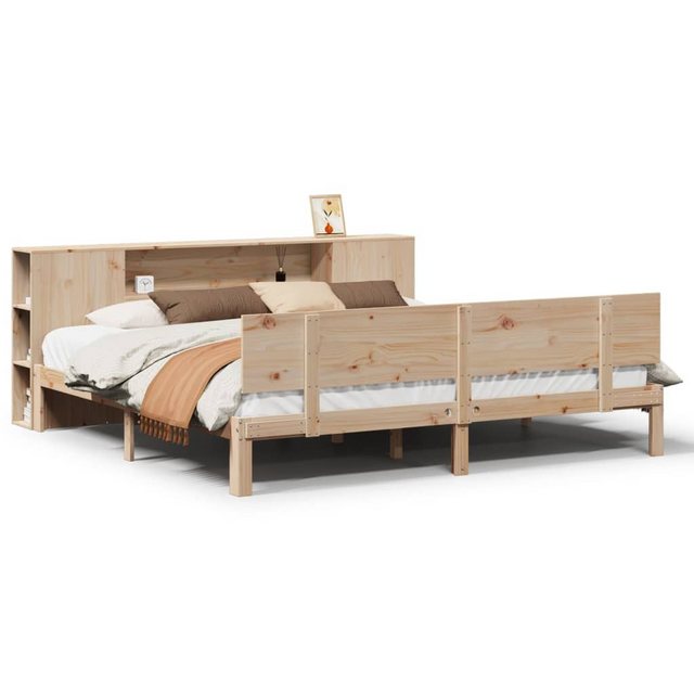 vidaXL Bett, Massivholzbett mit Regal ohne Matratze 200x200 cm Kiefer günstig online kaufen