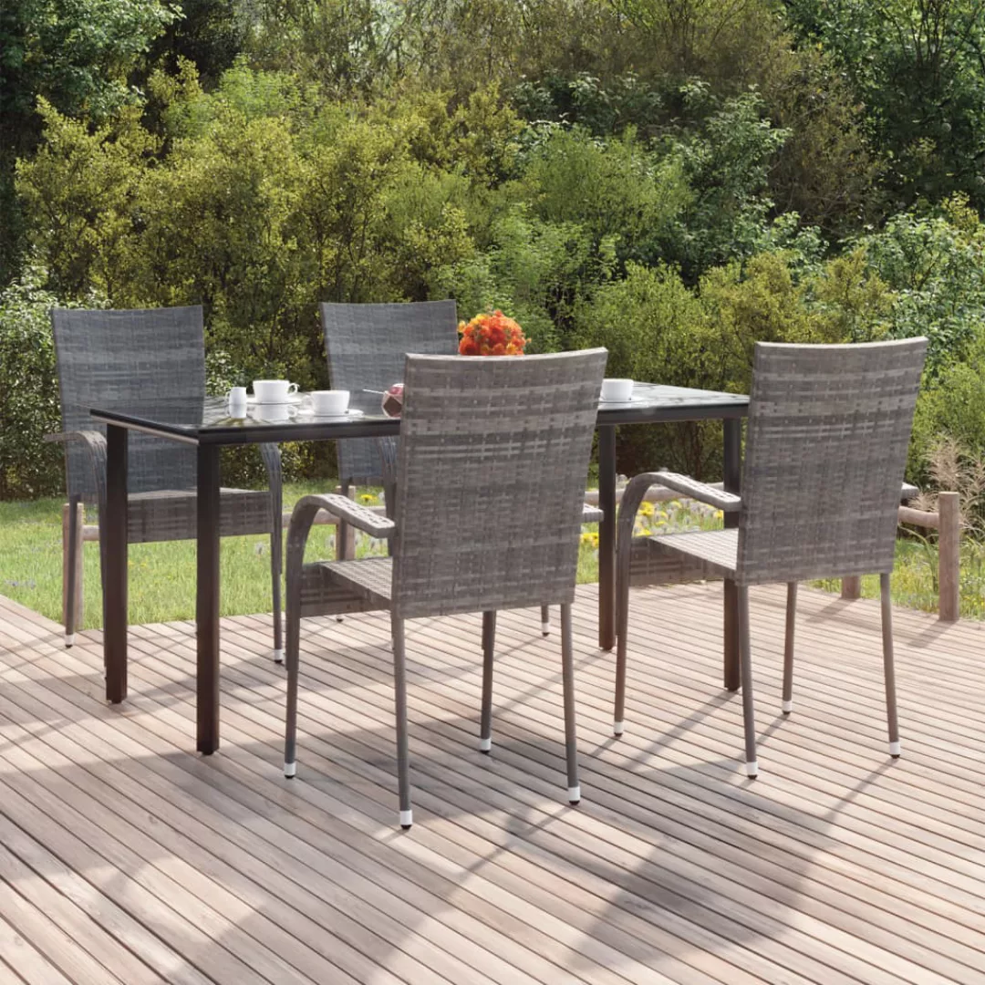 Vidaxl 5-tlg. Garten-essgruppe Grau Poly Rattan günstig online kaufen