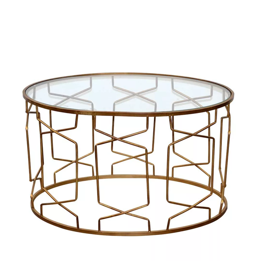 Design Couchtisch mit ovaler Tischplatte Gestell Goldfarben günstig online kaufen