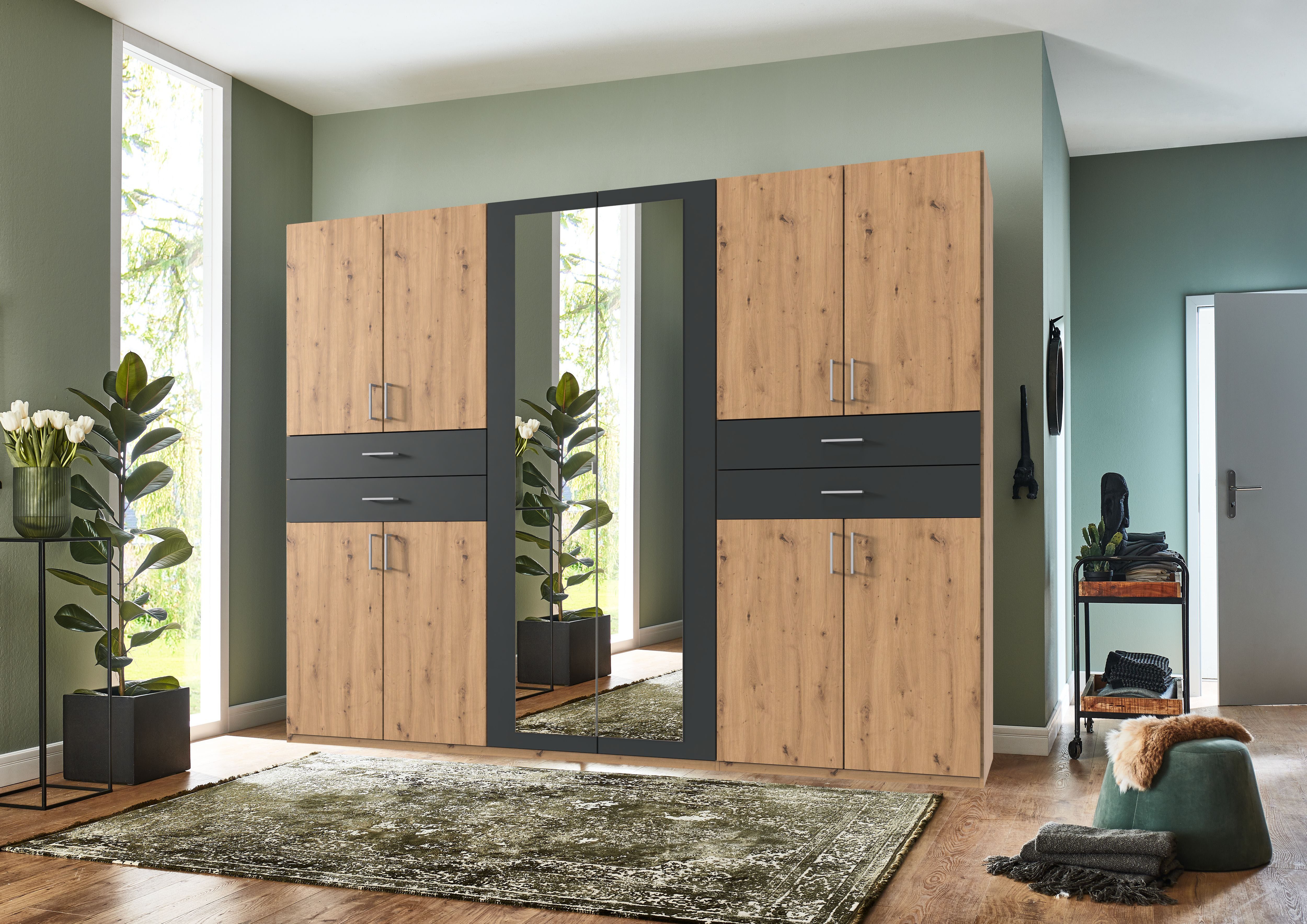 Wimex Drehtürenschrank "Taiga Kleiderschrank mit Spiegel", mit Schubladen a günstig online kaufen