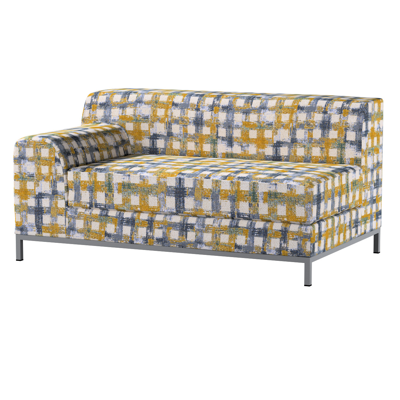 Bezug für Kramfors 2-Sitzer Sofa, Lehne links, blau-gelb, Bezug für Kramfor günstig online kaufen