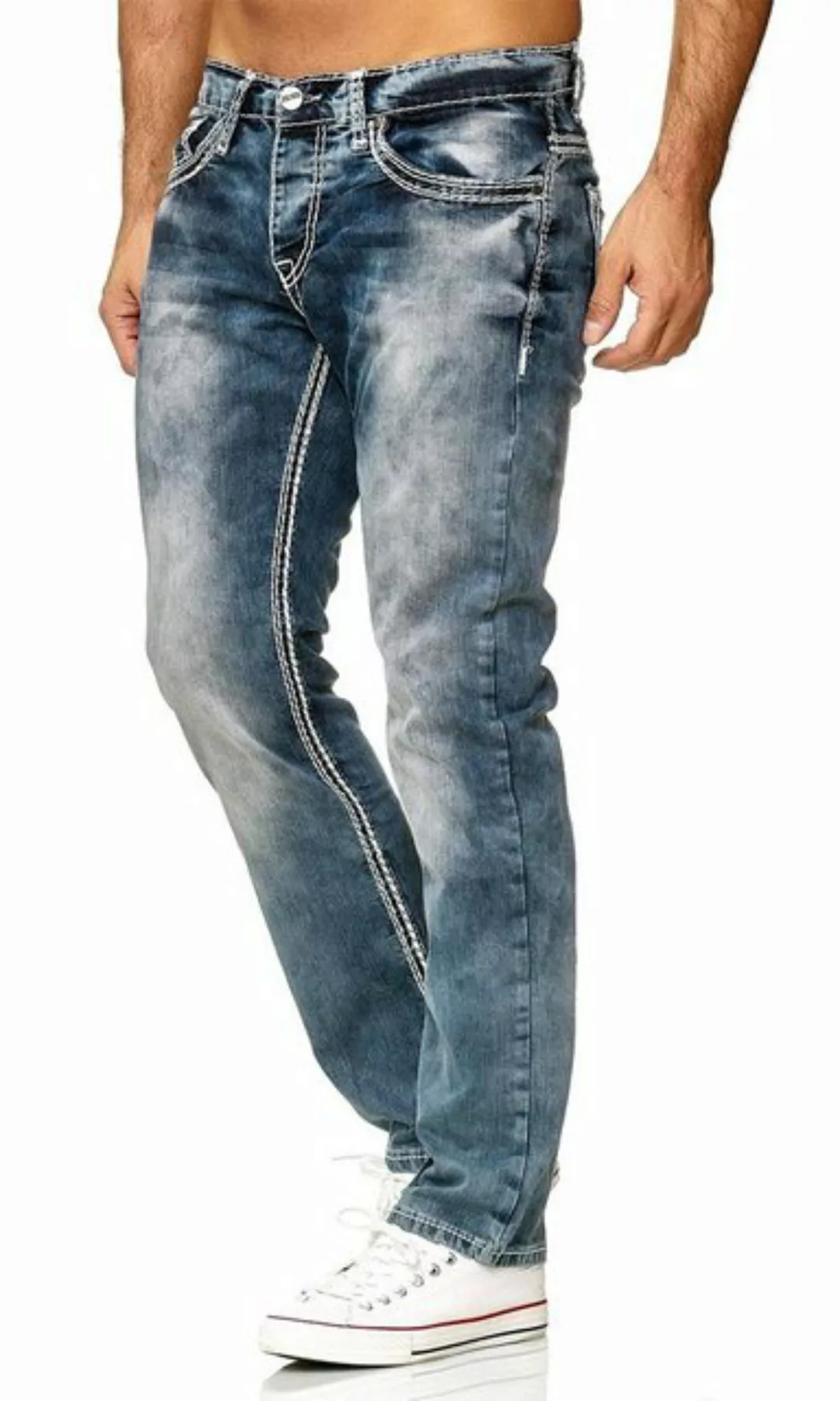 Baxboy Regular-fit-Jeans Herren Jeans Dicke Neon-Naht Straight Fit Denim St günstig online kaufen
