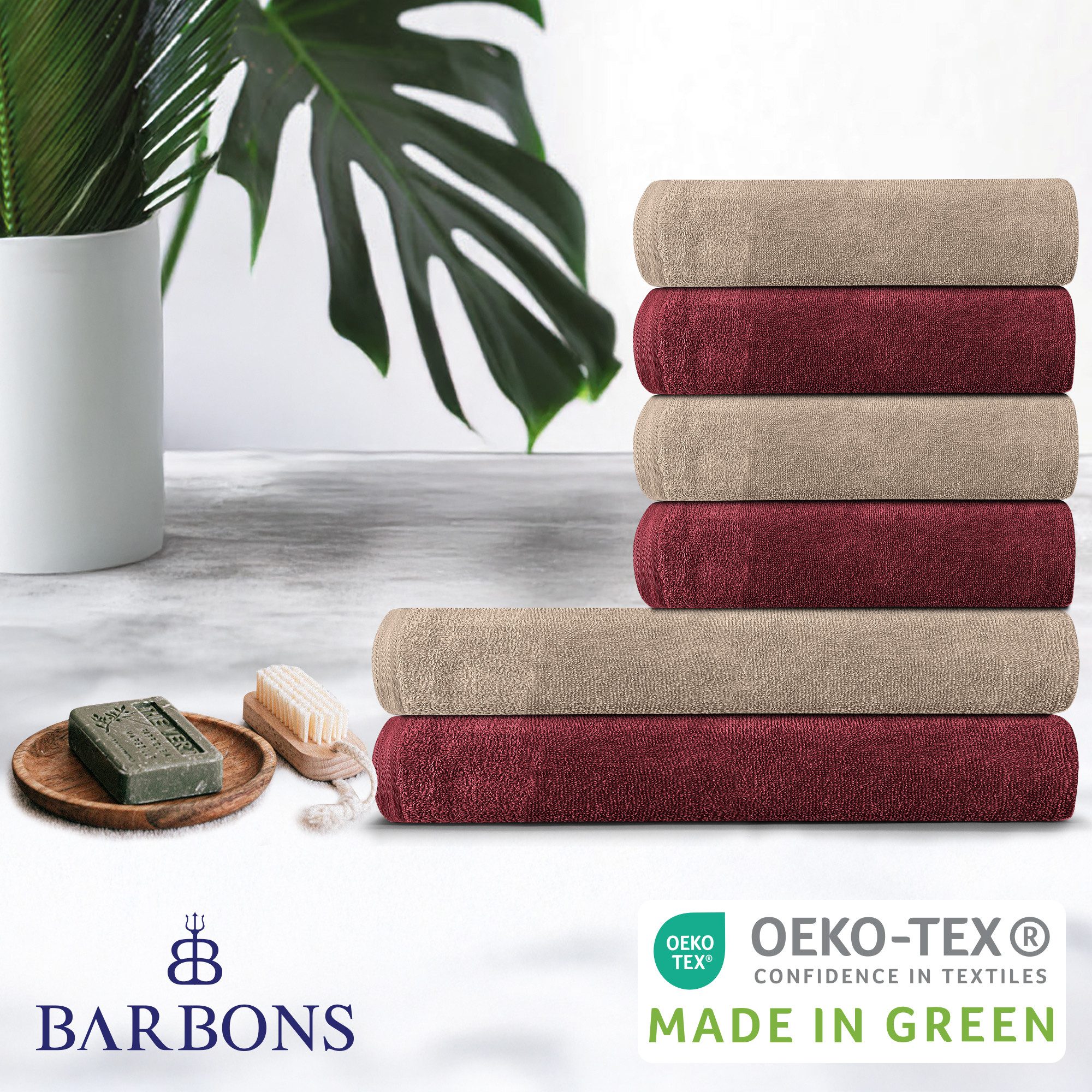 BARBONS Handtuch Set Handtücher 6-tlg, 2x günstig online kaufen