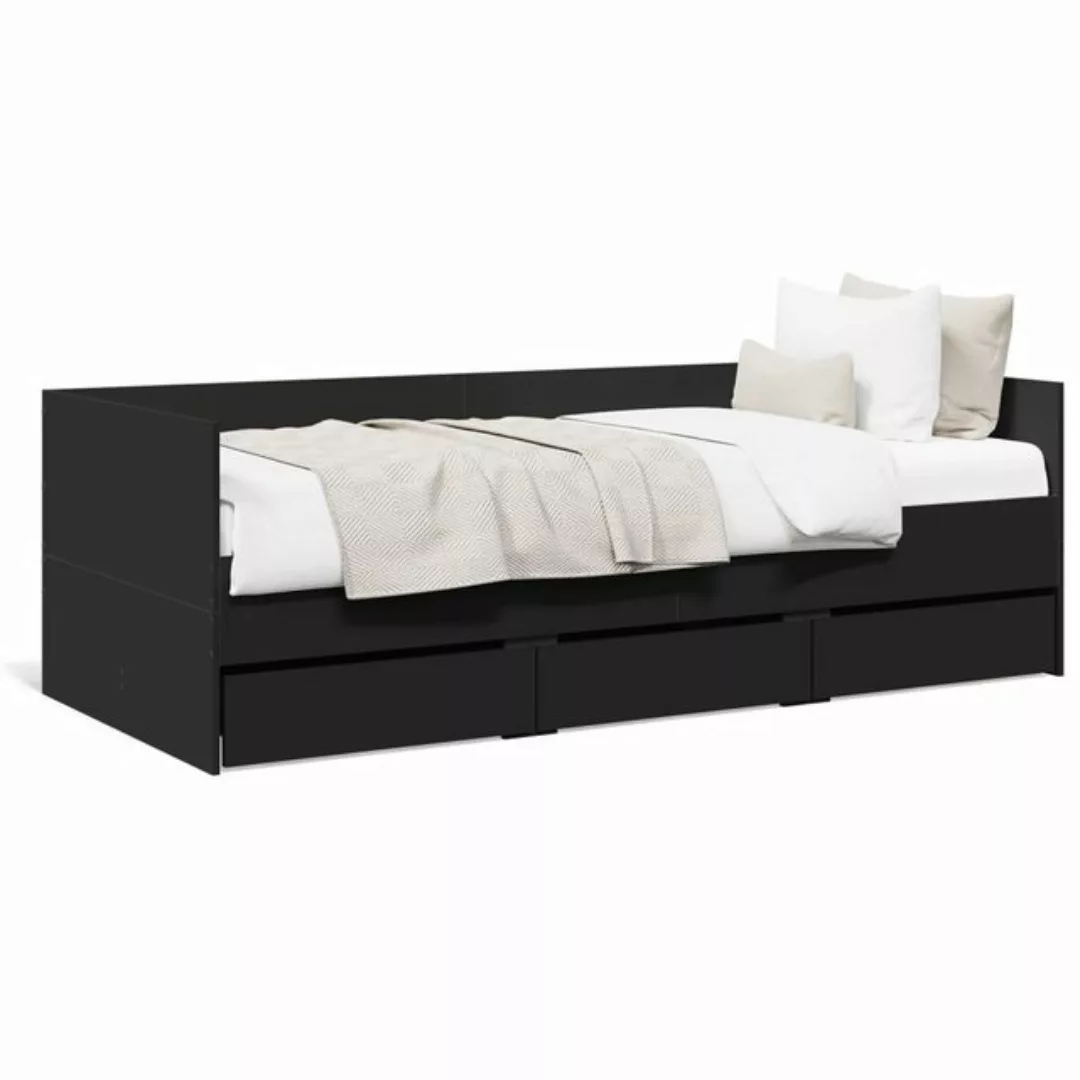 vidaXL Bett, Tagesbett mit Schubladen Schwarz 90x190 cm Holzwerkstoff günstig online kaufen