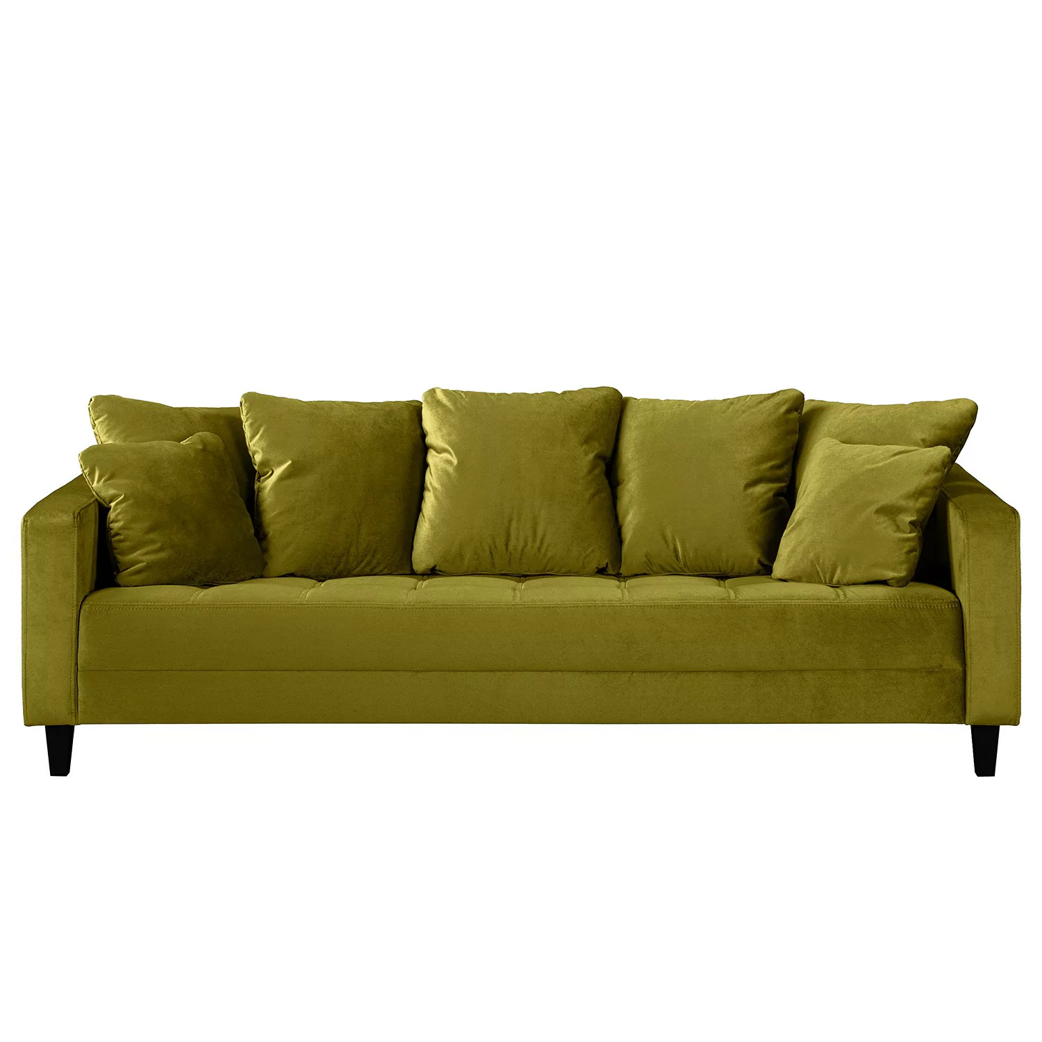 home24 Red Living Sofa Elnora 3-Sitzer Olivgrün Samt 228x85x90 cm günstig online kaufen