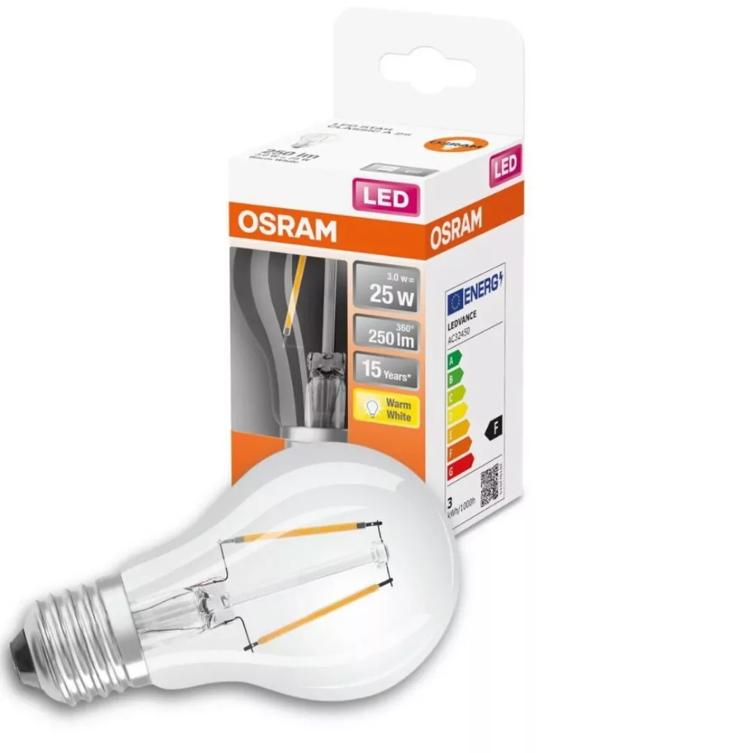 Osram LED Lampe ersetzt 25W E27 Birne - A60 in Transparent 2,5W 250lm 2700K günstig online kaufen