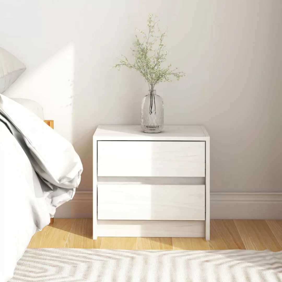 Nachttisch Weiß 40x30,5x35,5 Cm Massivholz Kiefer günstig online kaufen