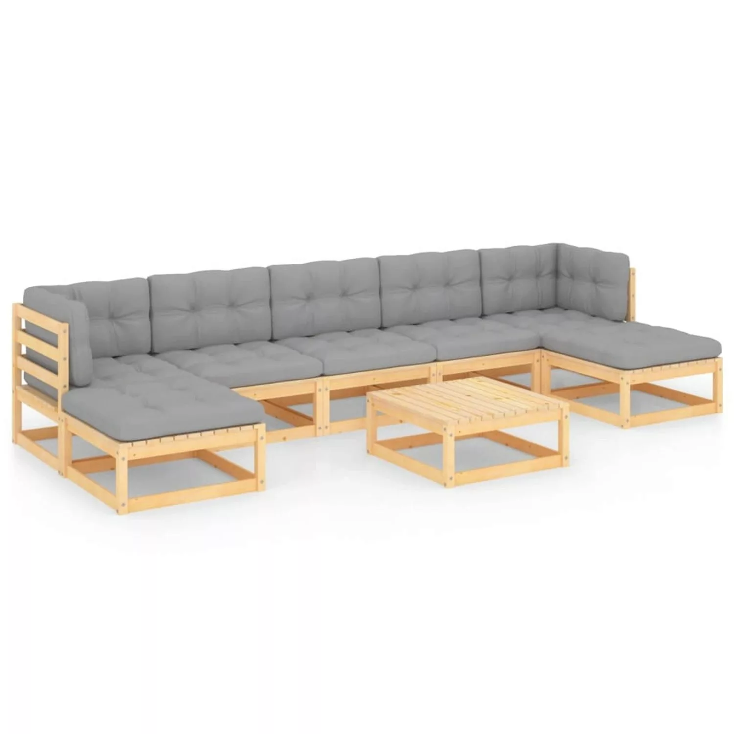 8-tlg. Garten-lounge-set Mit Kissen Massivholz Kiefer günstig online kaufen