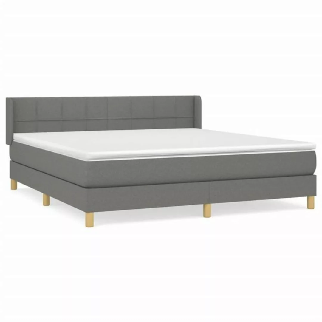 vidaXL Bettgestell Boxspringbett mit Matratze Dunkelgrau 160x200 cm Stoff B günstig online kaufen