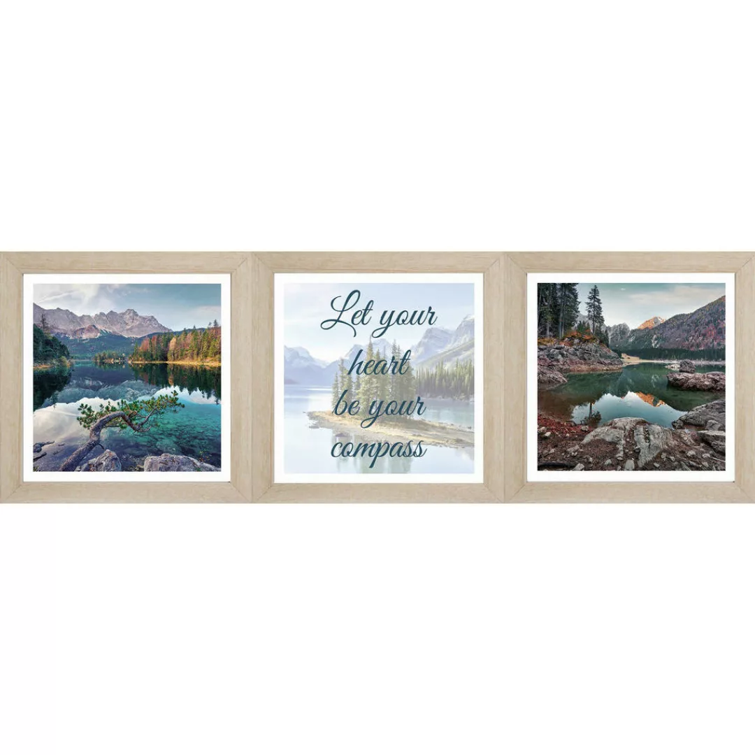 Bönninghoff Bild mit Rahmen, Natur-Seelandschaft-Berge, (Set, 3 St.) günstig online kaufen