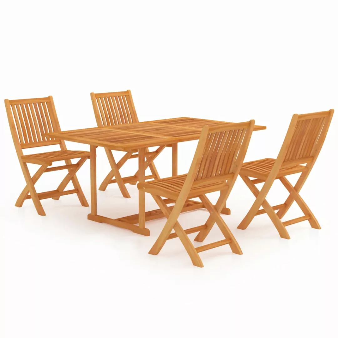 5-tlg. Garten-essgruppe Massivholz Teak günstig online kaufen