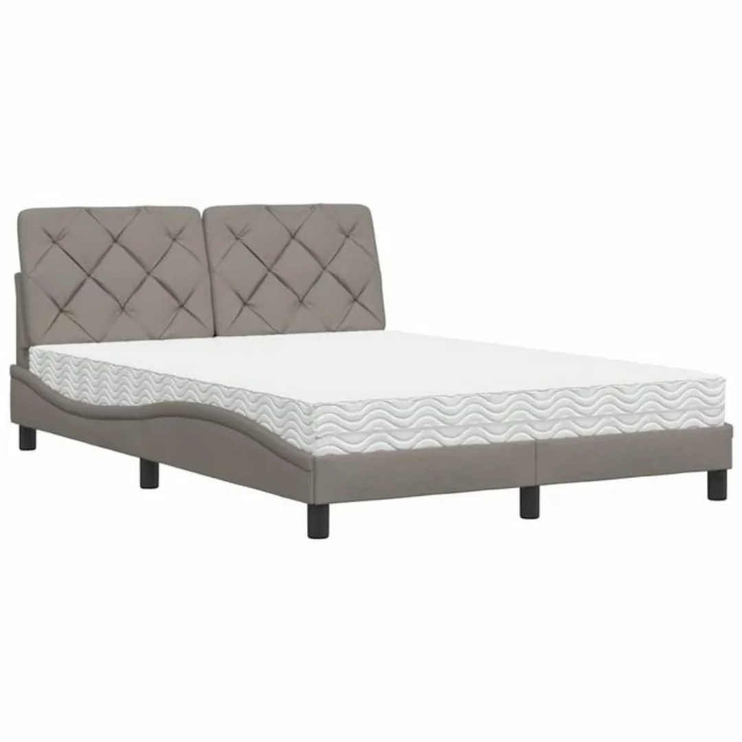 vidaXL Bett Bett mit Matratze Taupe 140x200 cm Stoff günstig online kaufen