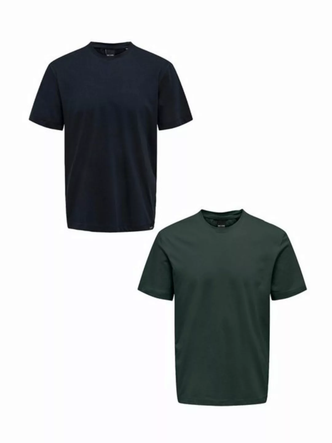 ONLY & SONS T-Shirt T-Shirt 2er-Set Rundhals Kurzarm (1-tlg) 7642 in Blau-G günstig online kaufen