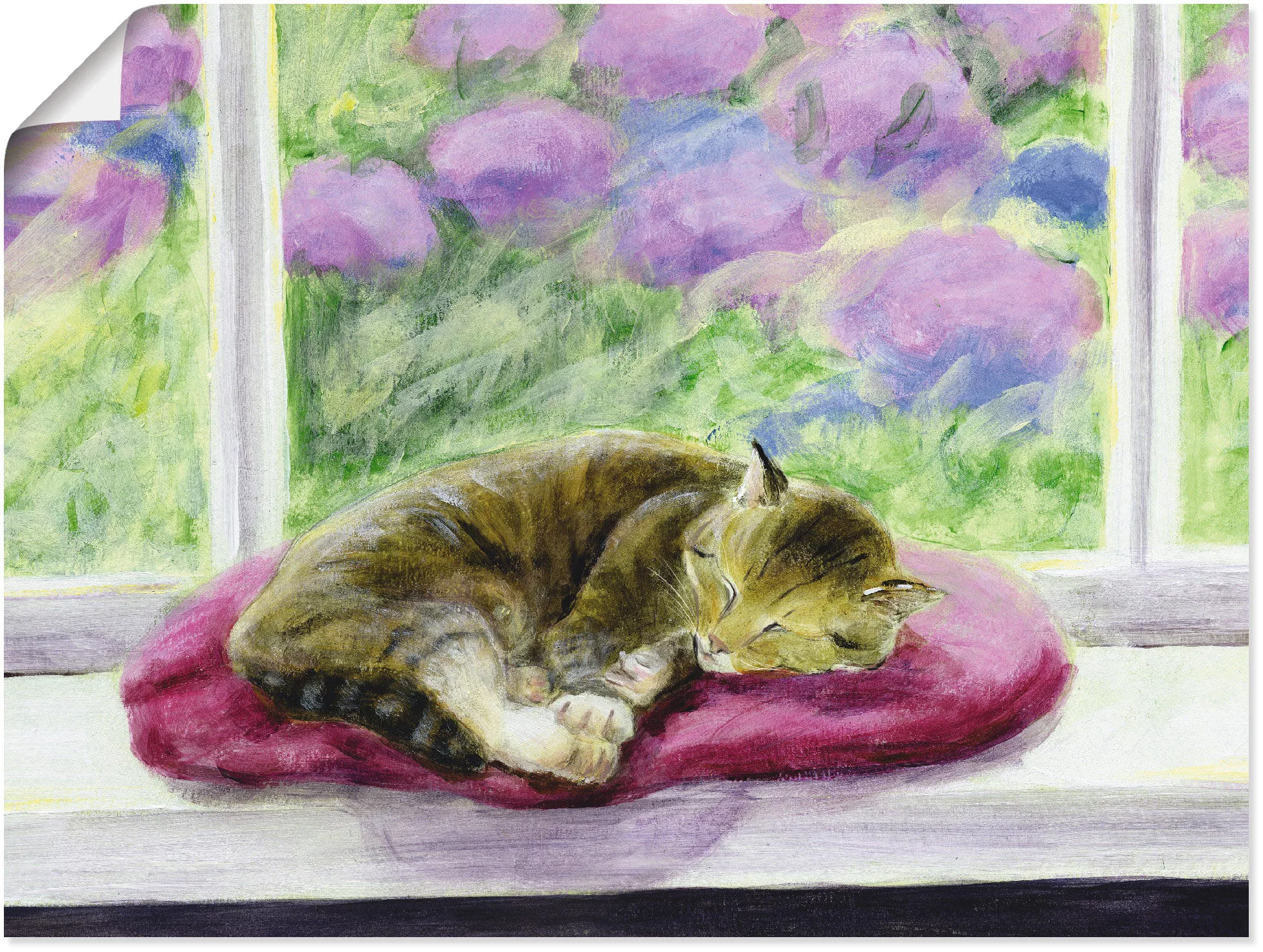 Artland Wandbild "Katze auf Gartenfensterbank", Haustiere, (1 St.), als Pos günstig online kaufen