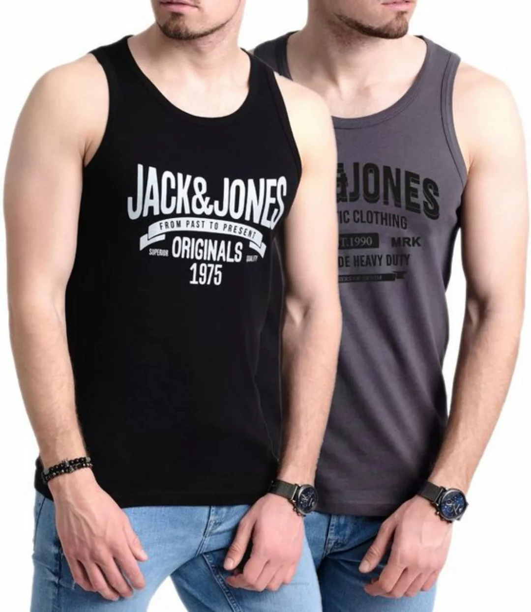 Jack & Jones Tanktop Bedrucktes Shirt aus Baumwolle (2er-Pack) mit Print günstig online kaufen