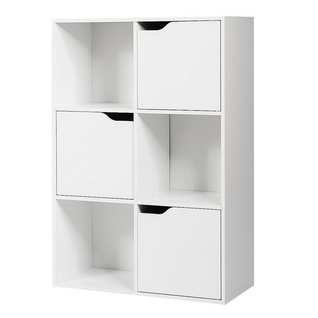 KOMFOTTEU Bücherregal Bücherschrank mit 6 Fächern, mit 3 Türen, 60x29x90cm günstig online kaufen