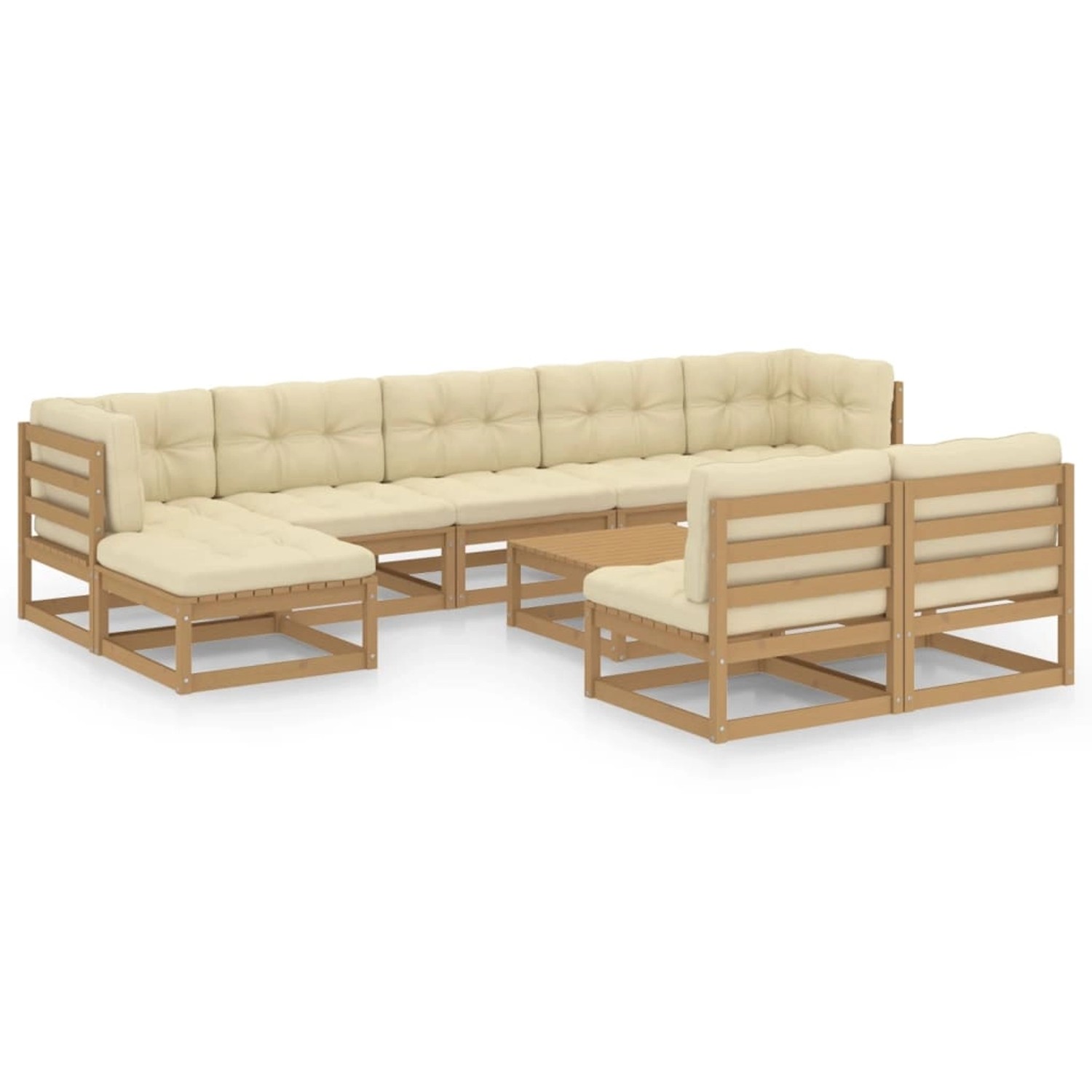 10-tlg. Garten-lounge-set Kissen Honigbraun Kiefer Massivholz günstig online kaufen