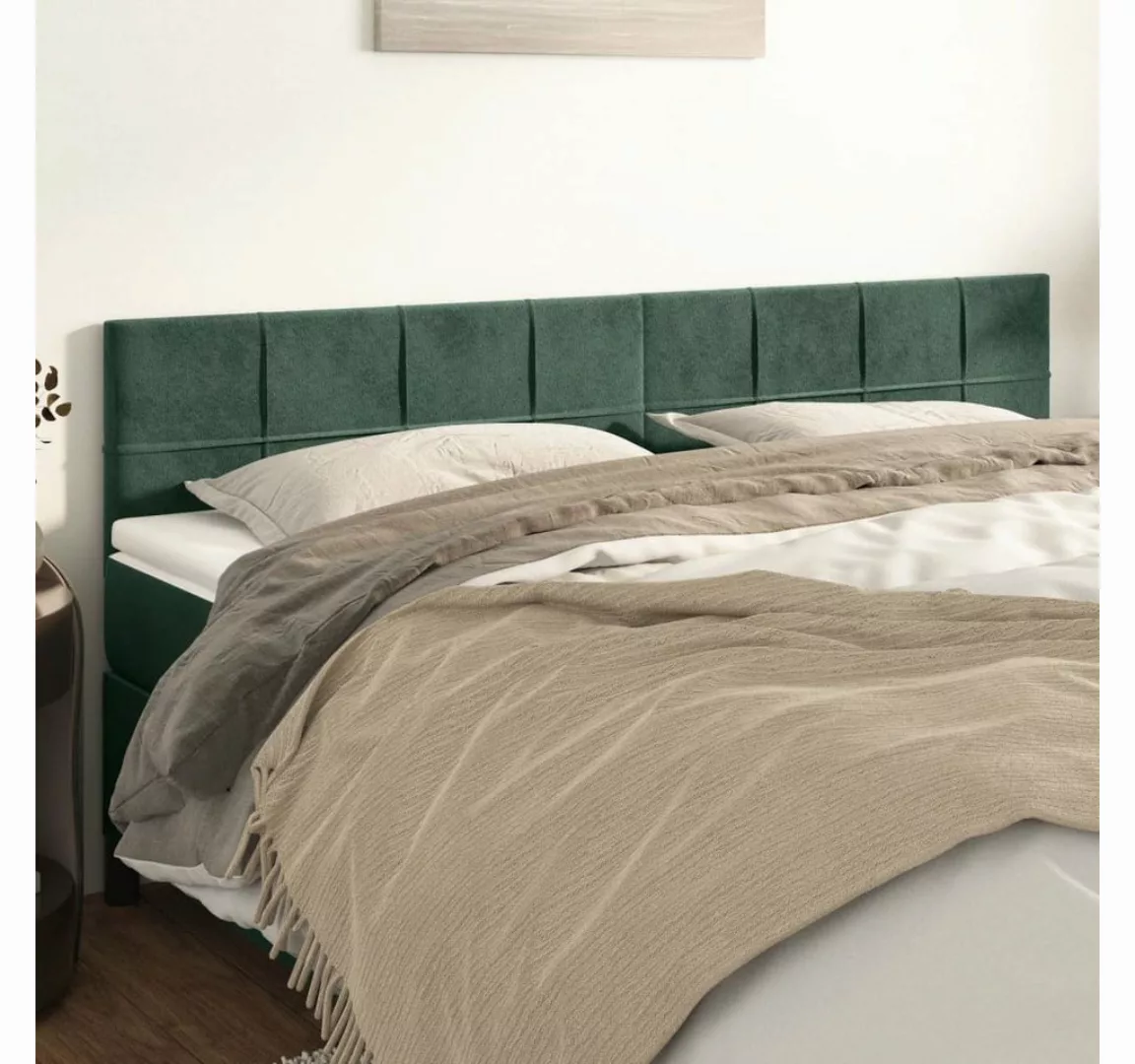 vidaXL Bett, Kopfteile 2 Stk. Dunkelgrün 80x5x78/88 cm Samt günstig online kaufen