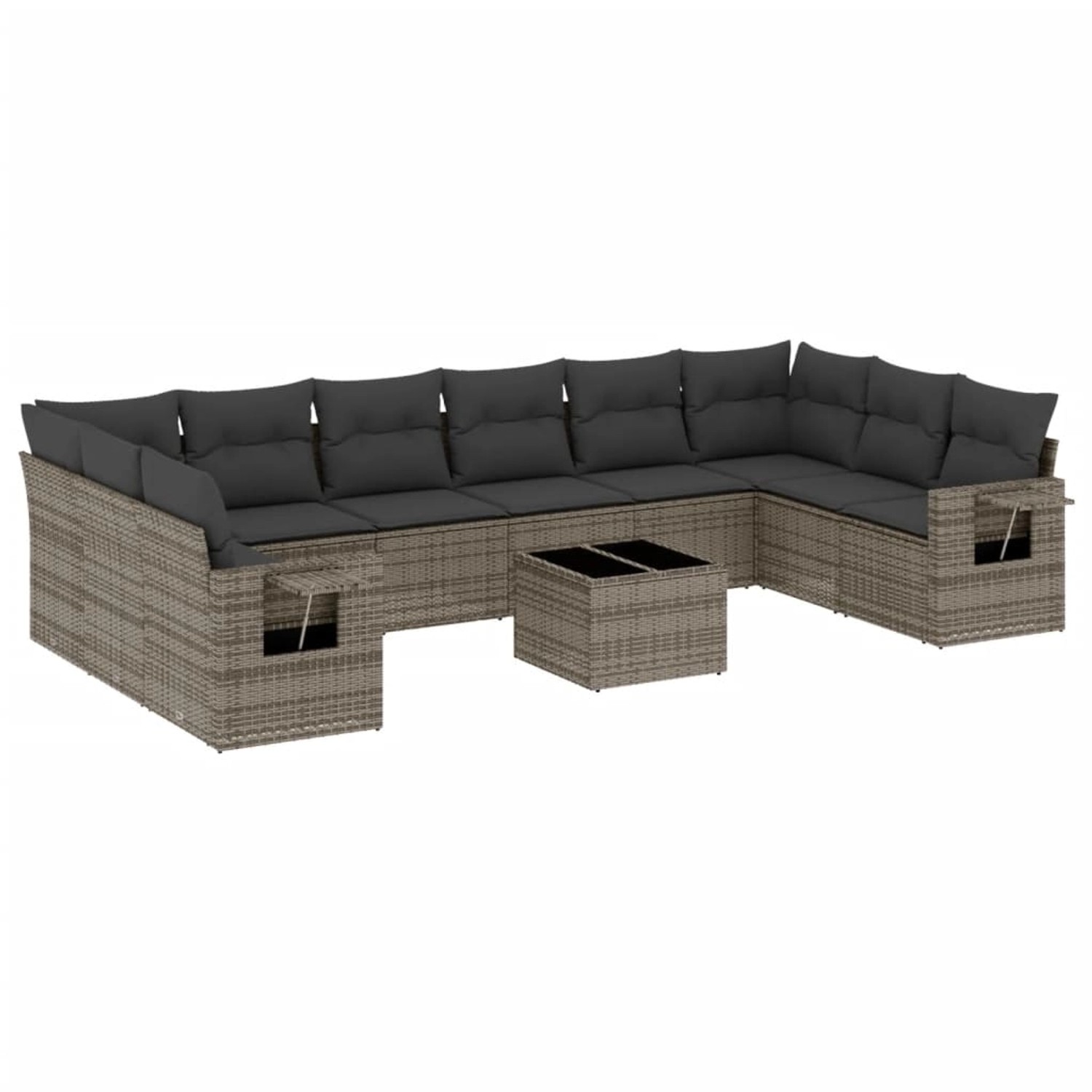 vidaXL 11-Tlg Garten-Sofagarnitur mit Kissen Grau Poly Rattan 3253017 günstig online kaufen