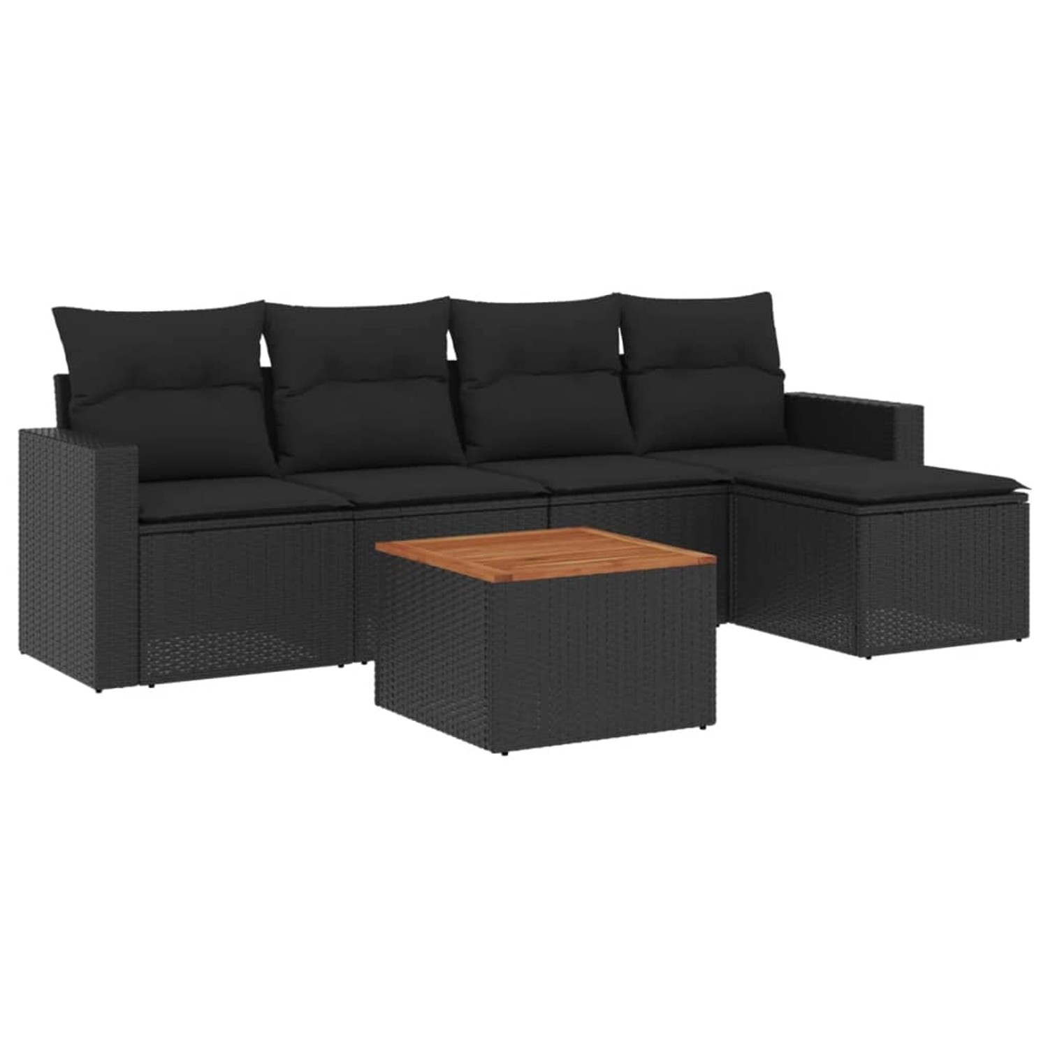 vidaXL 6-tlg Garten-Sofagarnitur mit Kissen Schwarz Poly Rattan Modell 73 günstig online kaufen