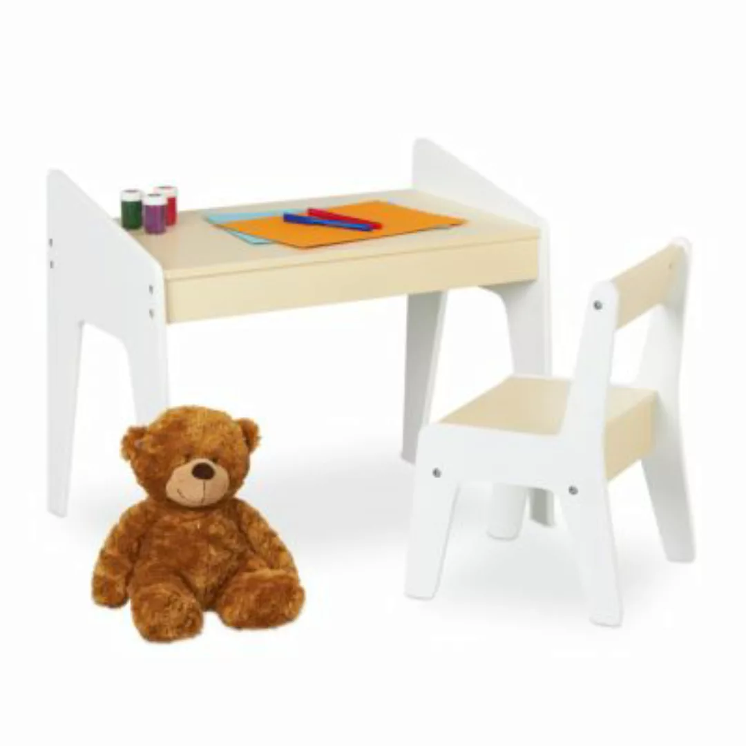 relaxdays Kindersitzgruppe mit Stuhl beige/weiß günstig online kaufen
