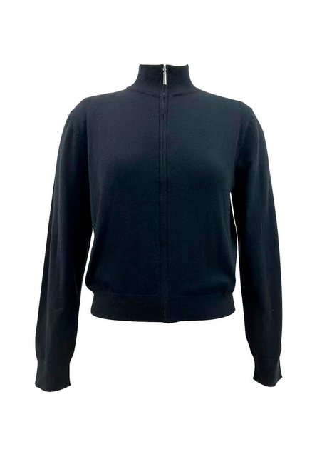 GINI LONDON Strickjacke Gini Zip Up Fine Knit Schwarzer Zip Up Feinstrick C günstig online kaufen