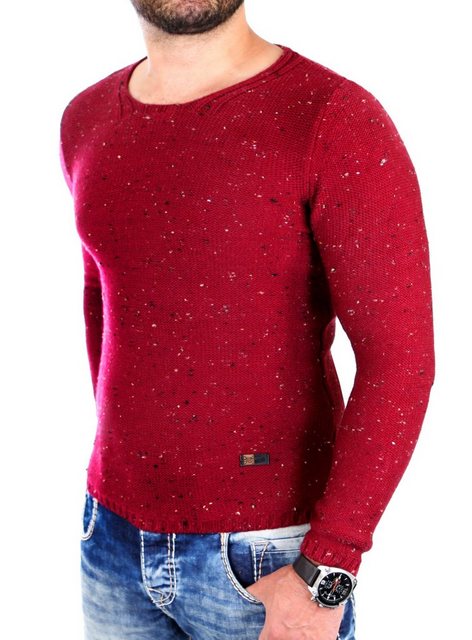 Reslad Strickpullover Reslad Strickpullover Herren Crewneck melierter Pullo günstig online kaufen