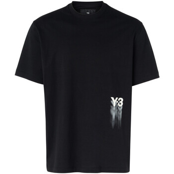 Y-3  T-Shirts & Poloshirts T-Shirt schwarz mit weißem grafischen Logo günstig online kaufen