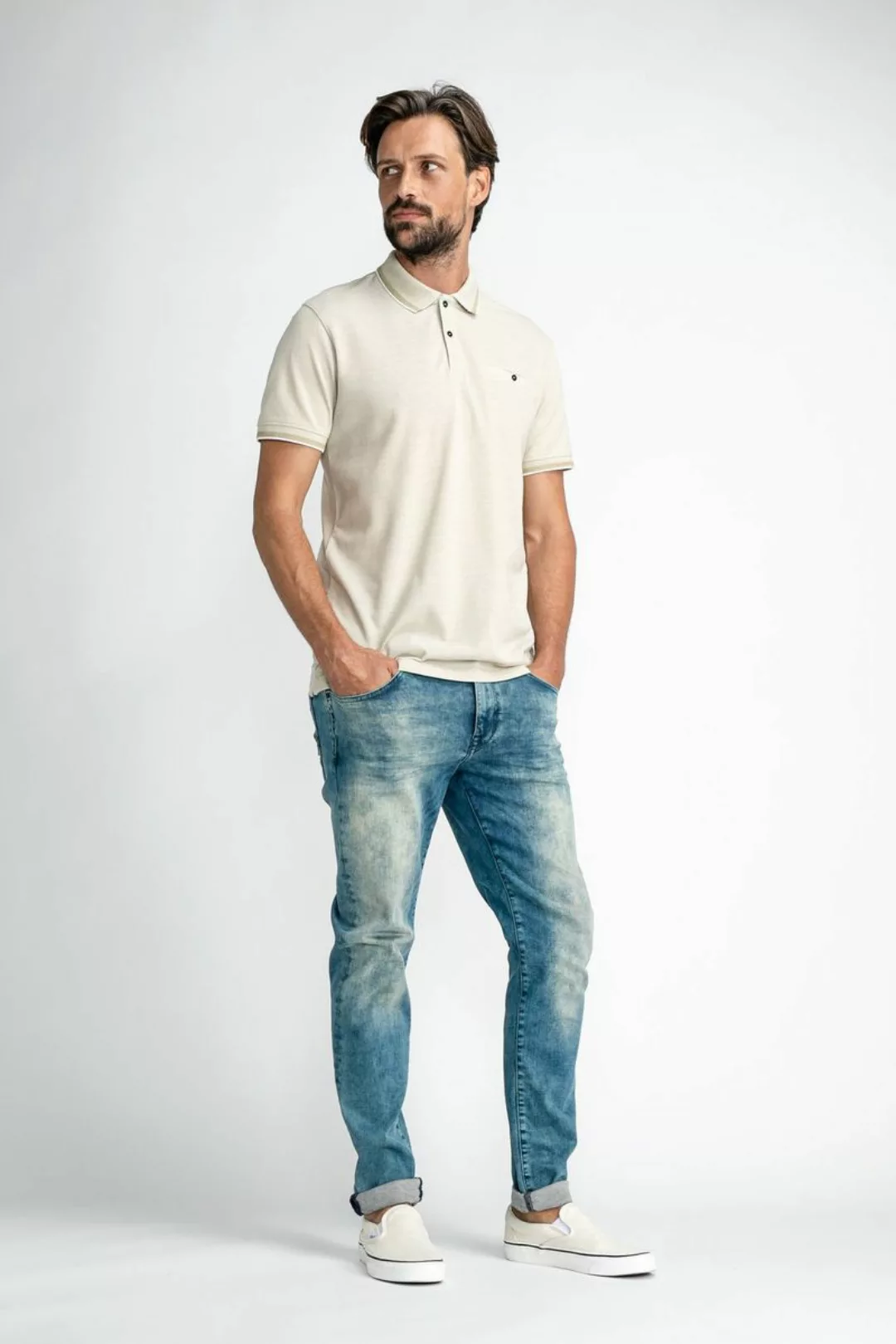Petrol Polo Shirt Beige - Größe L günstig online kaufen