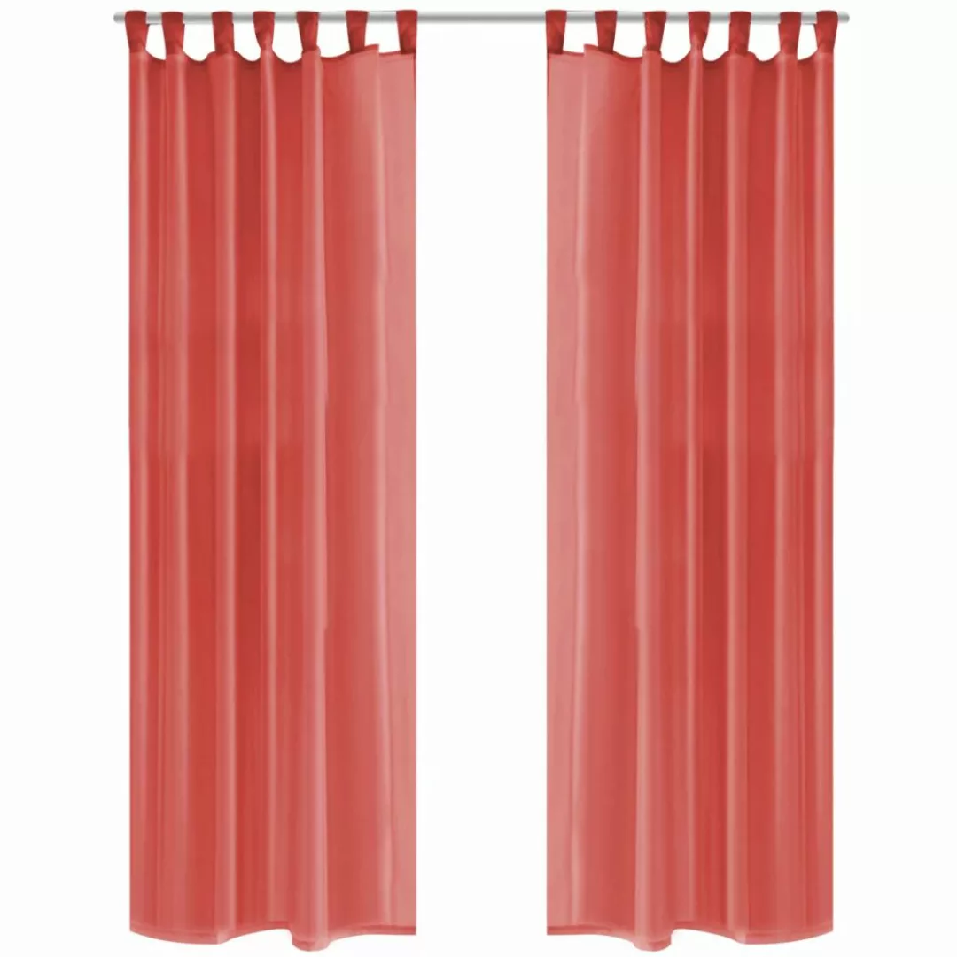 Voile-gardinen 2 Stk. 140 X 225 Cm Rot günstig online kaufen