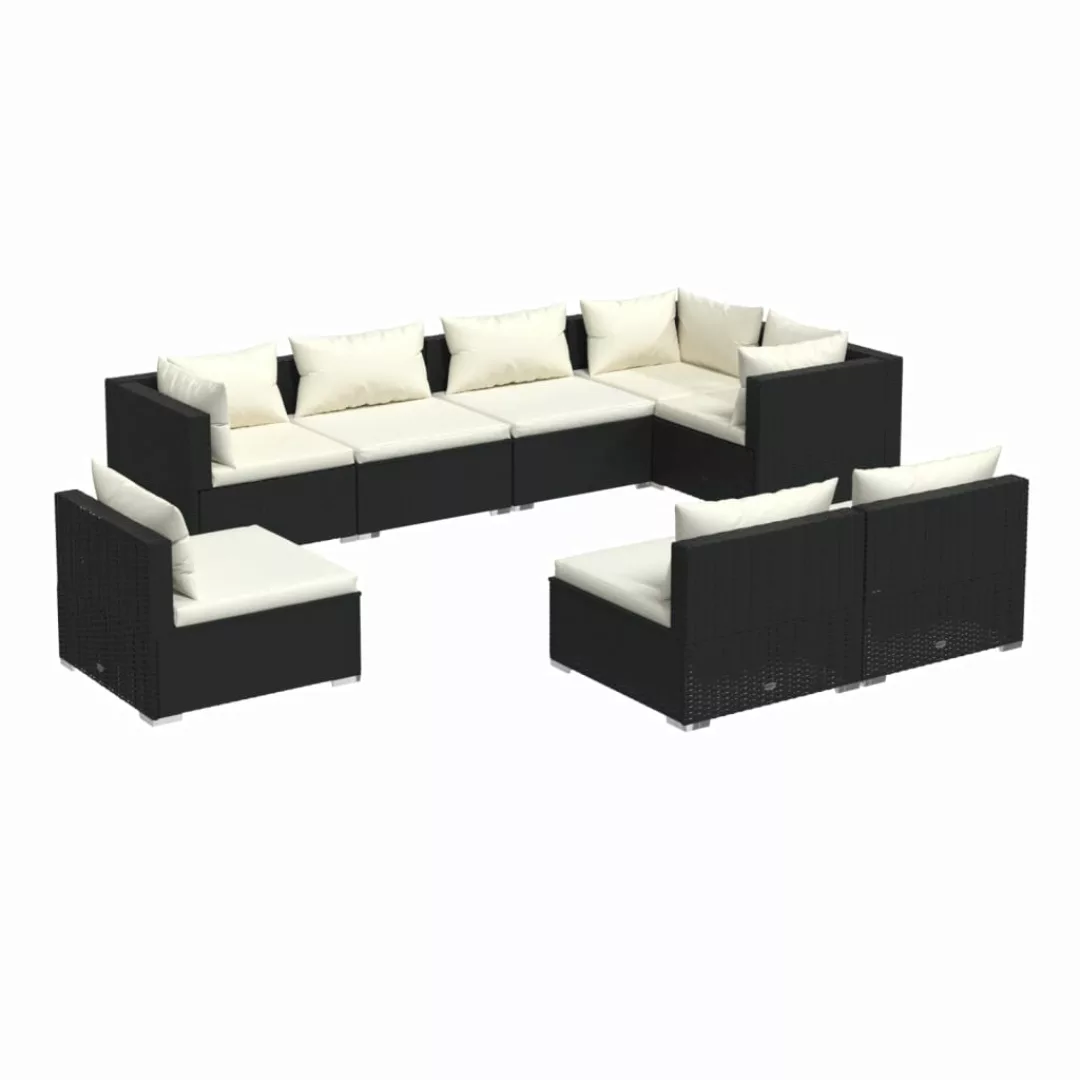 Vidaxl 8-tlg. Garten-lounge-set Mit Kissen Poly Rattan Schwarz günstig online kaufen