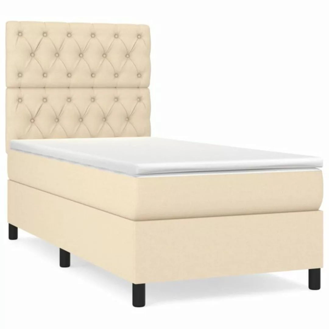 vidaXL Bettgestell Boxspringbett mit Matratze Creme 80x200 cm Stoff Bett Be günstig online kaufen