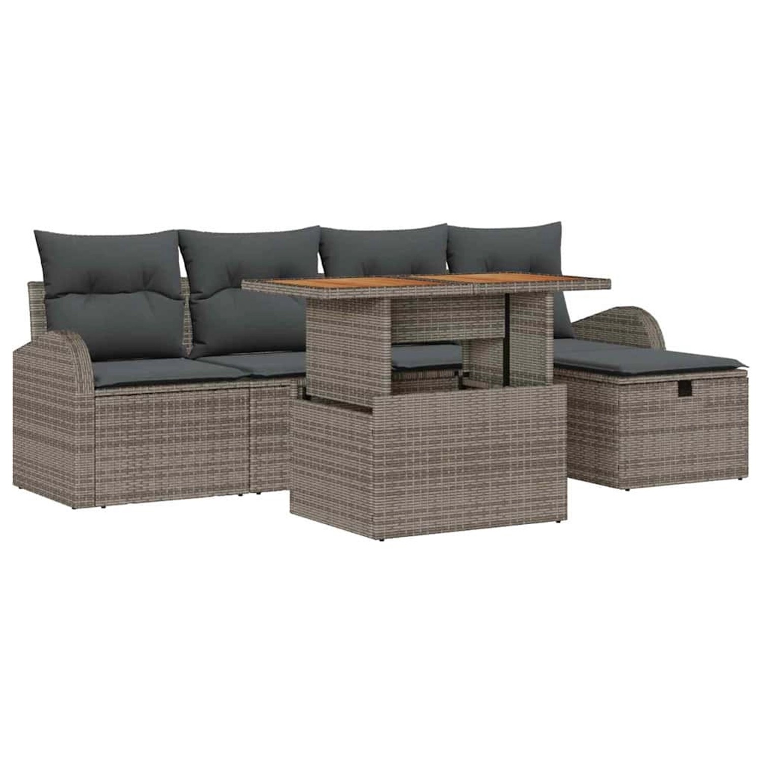 vidaXL 6-Teilige Garten-Sofa-Garnitur mit Grauen Kissen aus Poly Rattan 336 günstig online kaufen