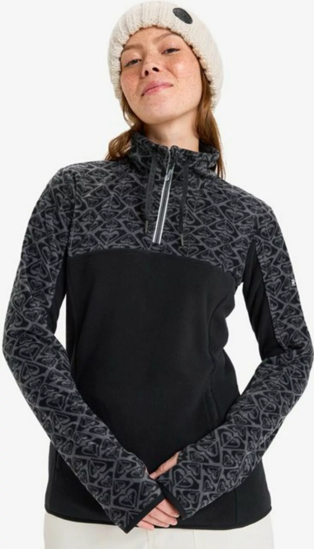 Roxy Kurzarmshirt SAYNA HALF ZIP TRUE BLACK ROXYGRAM TONAL günstig online kaufen