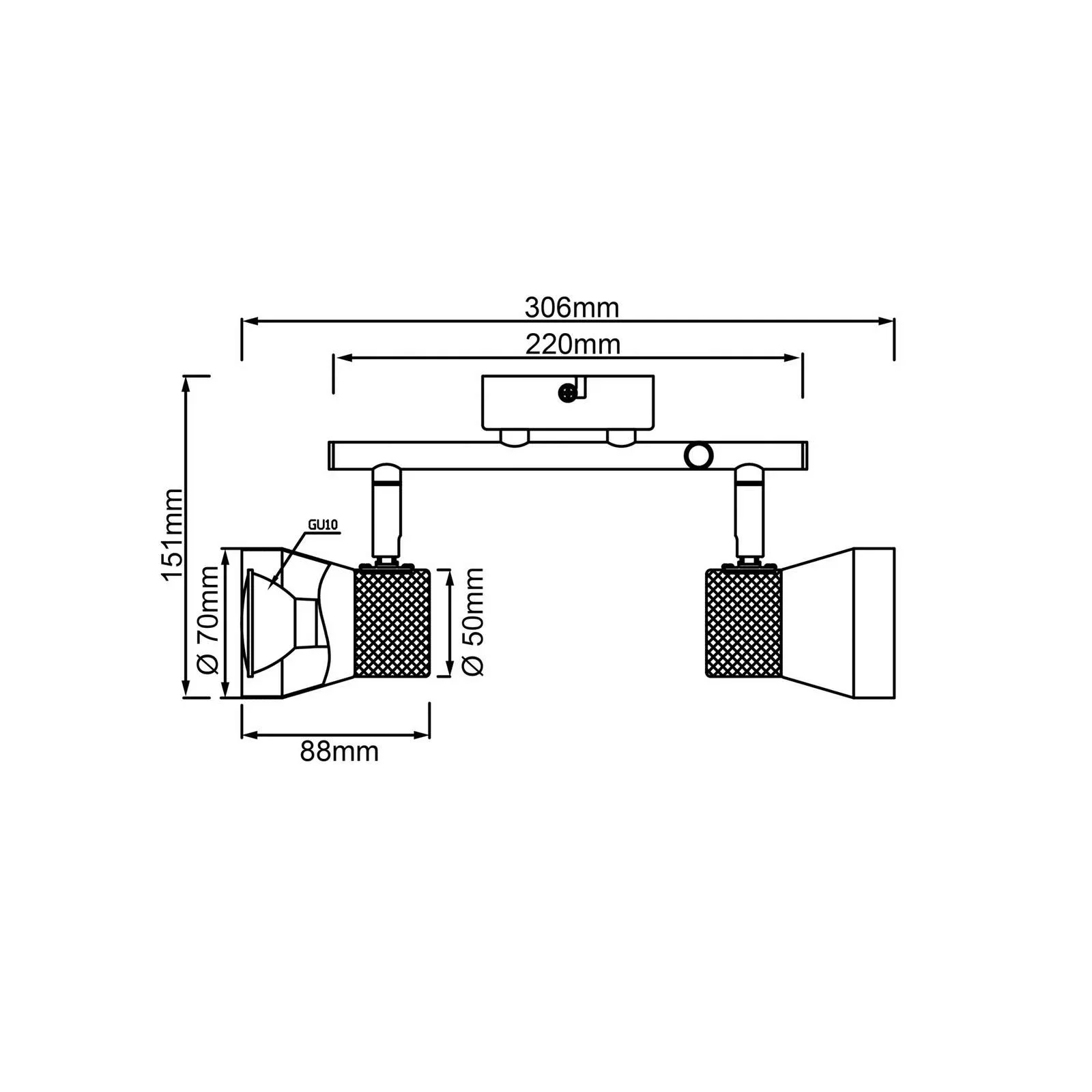 Deckenstrahler Moka, Länge 30 cm, weiß/braun, 2-flg. Kork günstig online kaufen