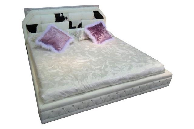 JVmoebel Bett, Luxus Bett Chesterfield Doppelbett Echleder mit Ponyfell Bet günstig online kaufen