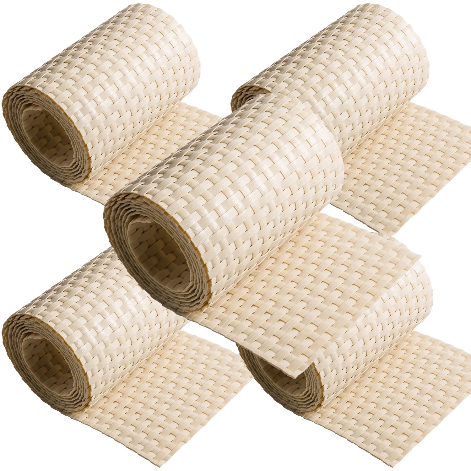 NYVI Polyrattan Sichtschutzstreifen 255x19 cm 5 Rollen Beige günstig online kaufen