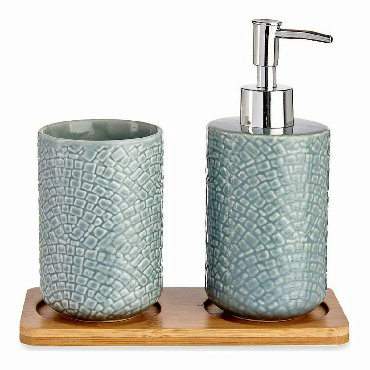 Badezimmer Set Firkanter Grau Aus Keramik Bambus (3 Pcs) günstig online kaufen