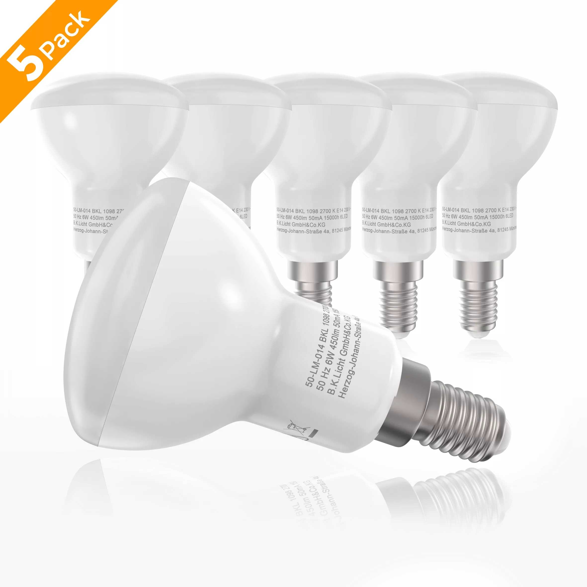 B.K.Licht LED-Leuchtmittel, E14, 5 St., Warmweiß, LED-Lampe Glühbirne 6 Wat günstig online kaufen