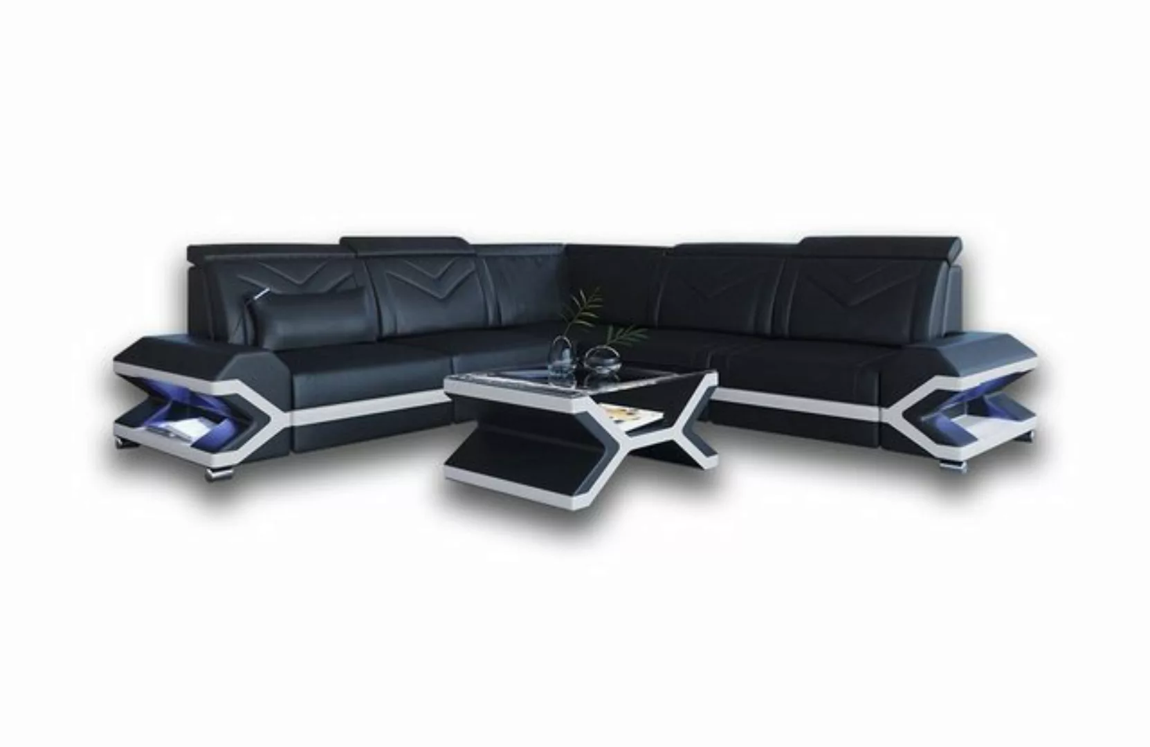 Sofa Dreams Ecksofa Leder Couch Sofa Napoli L Form Ledersofa, mit LED, wahl günstig online kaufen