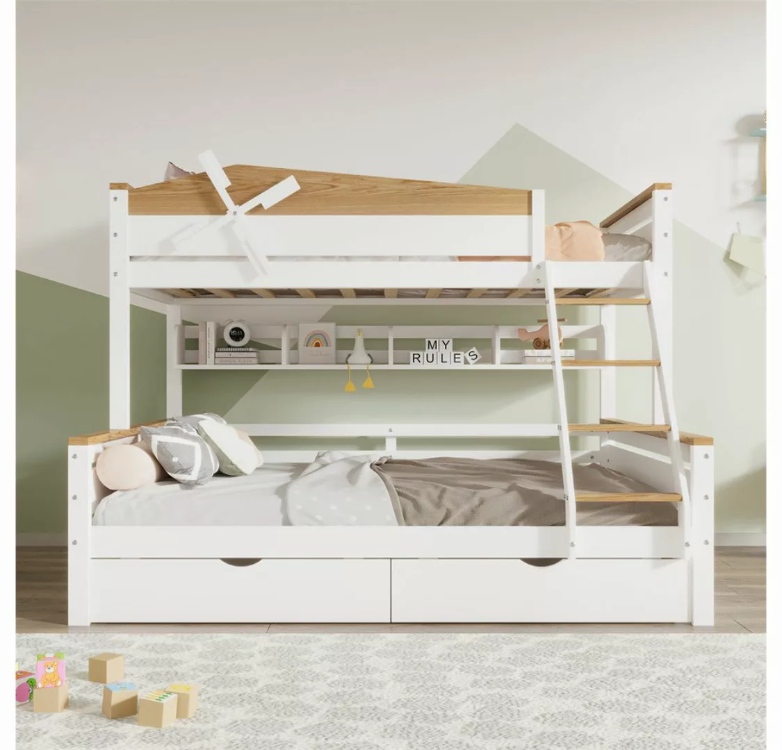 XDeer Etagenbett Etagenbett mit Windmühle, mit Regalen, Kinderbett, mit far günstig online kaufen