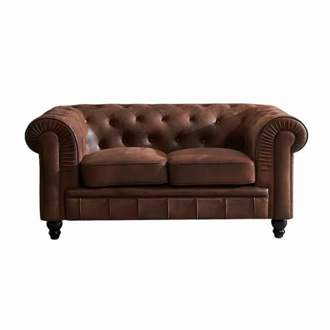 Xlmoebel 2-Sitzer Herrenverein Chesterfield Sofa 2-Sitzer Braun Luxus, 1 Te günstig online kaufen