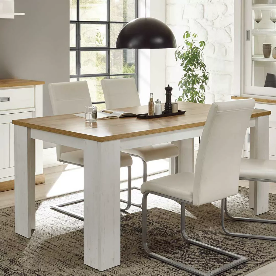 Tisch in Weiß und Wildeiche Optik 180 cm breit günstig online kaufen